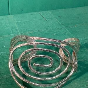 Sterling-Style Silver Spiral Cuff Bracelet - Women Jewelry